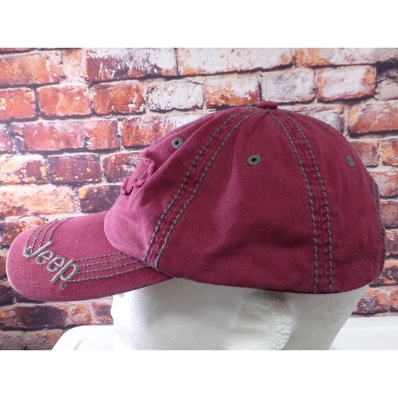 Jeep Maroon Distressed Logo Hat - Picture 6 of 8